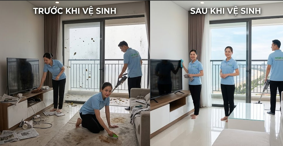 Trước và sau vệ sinh căn hộ ven biển Vũng Tàu